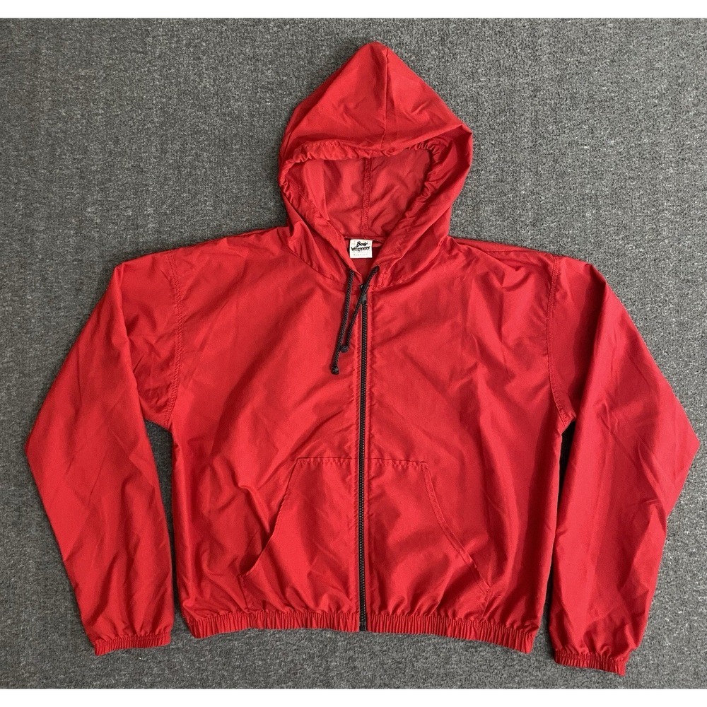 VTG Body Wrappers Red Full Zip Lightweight Nylon Wind Breaker Size L/XL